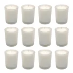 LUMABASE 12-Piece White Votive Candle Set with Frosted Glass Holders, 15-Hour Burn Time, Unscented Paraffin Wax thumbnail 1