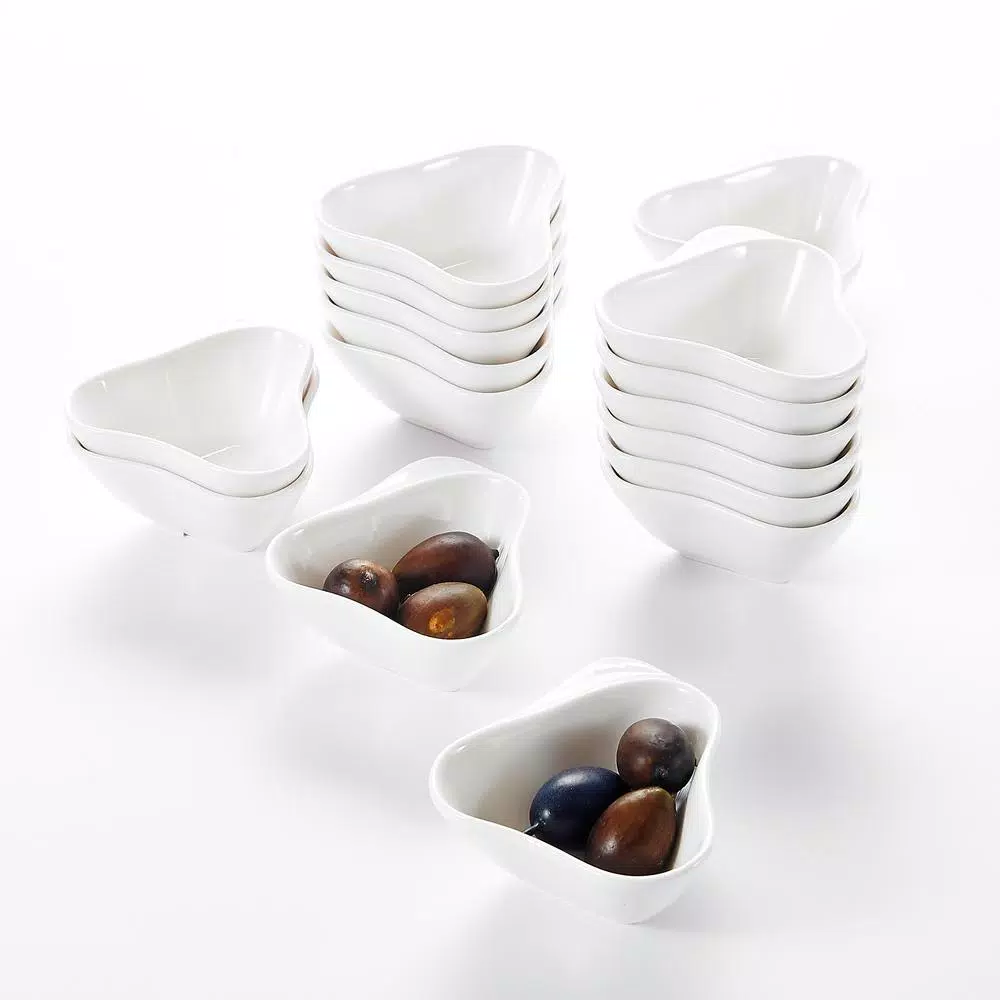 MALACASA 3 in. White Porcelain Ramekins Set of 16, Ceramic Souffle Dishes and Serving Bowls