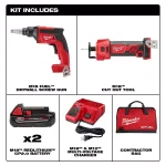 Milwaukee M18 FUEL 18V Brushless Drywall Screw Gun & Cutout Tool Combo Kit thumbnail 2