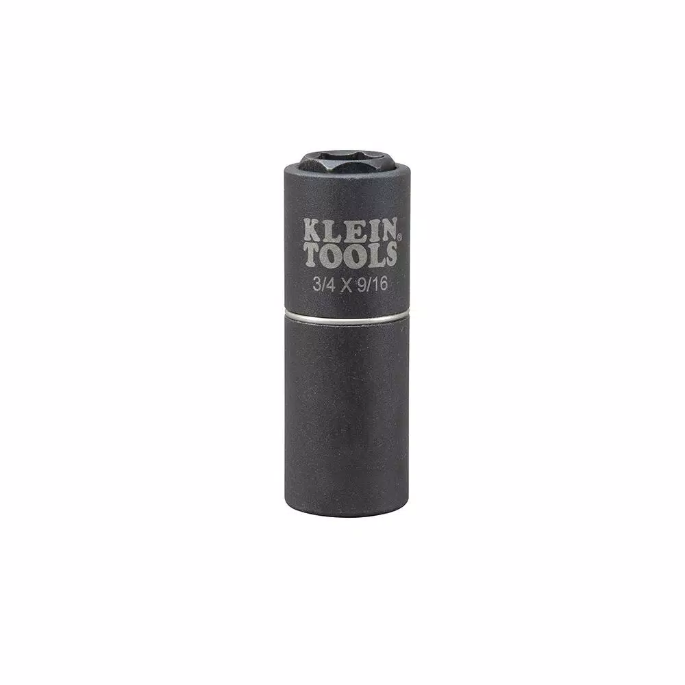 Klein Tools 1/2 in. Drive 2-in-1 Deep Impact Socket, 6-Point, 3/4 in. and 9/16 in.
