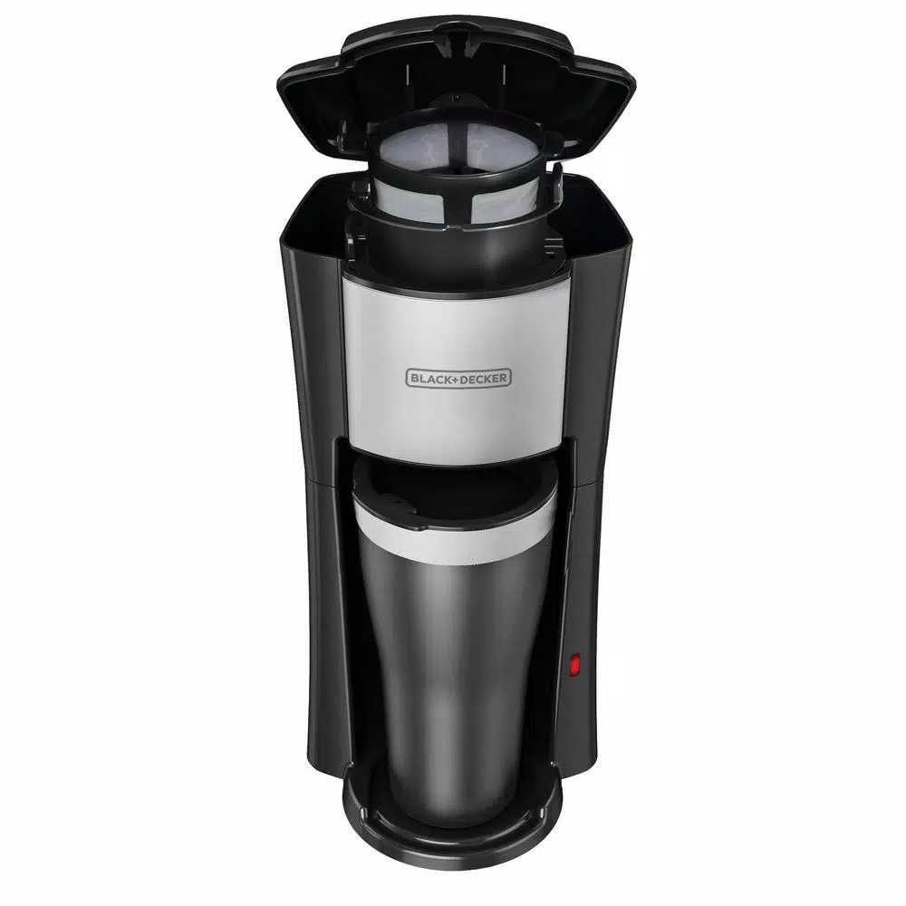 BLACK+DECKER Single Serve Drip Coffee Maker with 16 oz. Travel Mug, Black