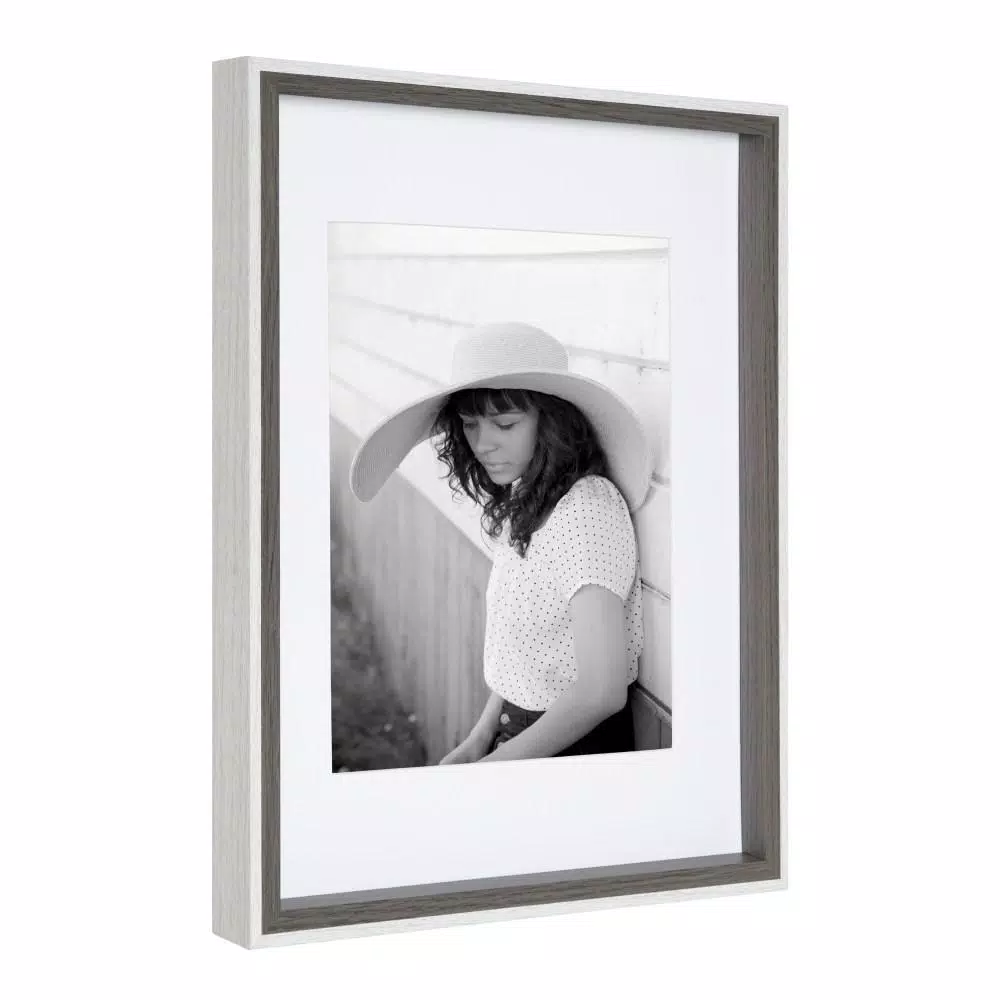 Kate and Laurel Gibson 11 x 14 in. Gallery Wall Picture Frame Set, Matted to 8 x 10 in., Gray and White (Set of 4)