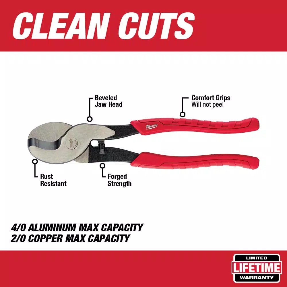 Milwaukee 10 in. Cable Cutting Pliers with Forged Head