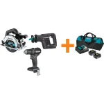 Makita 18V LXT Sub-Compact Brushless Cordless Tool Kit: Drill Driver, Circular Saw, Reciprocating Saw & Battery Pack thumbnail 1