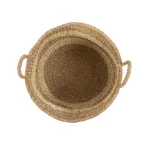 Zentique Hand Woven Seagrass and Palm Leaf Striped Medium Basket with Handles thumbnail 3