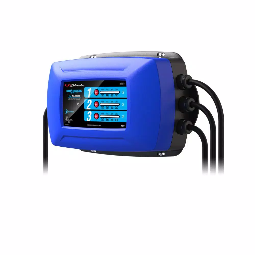 Schumacher SC1389 15 Amp 12V 3-Bank On-Board Marine Sequential Battery Charger