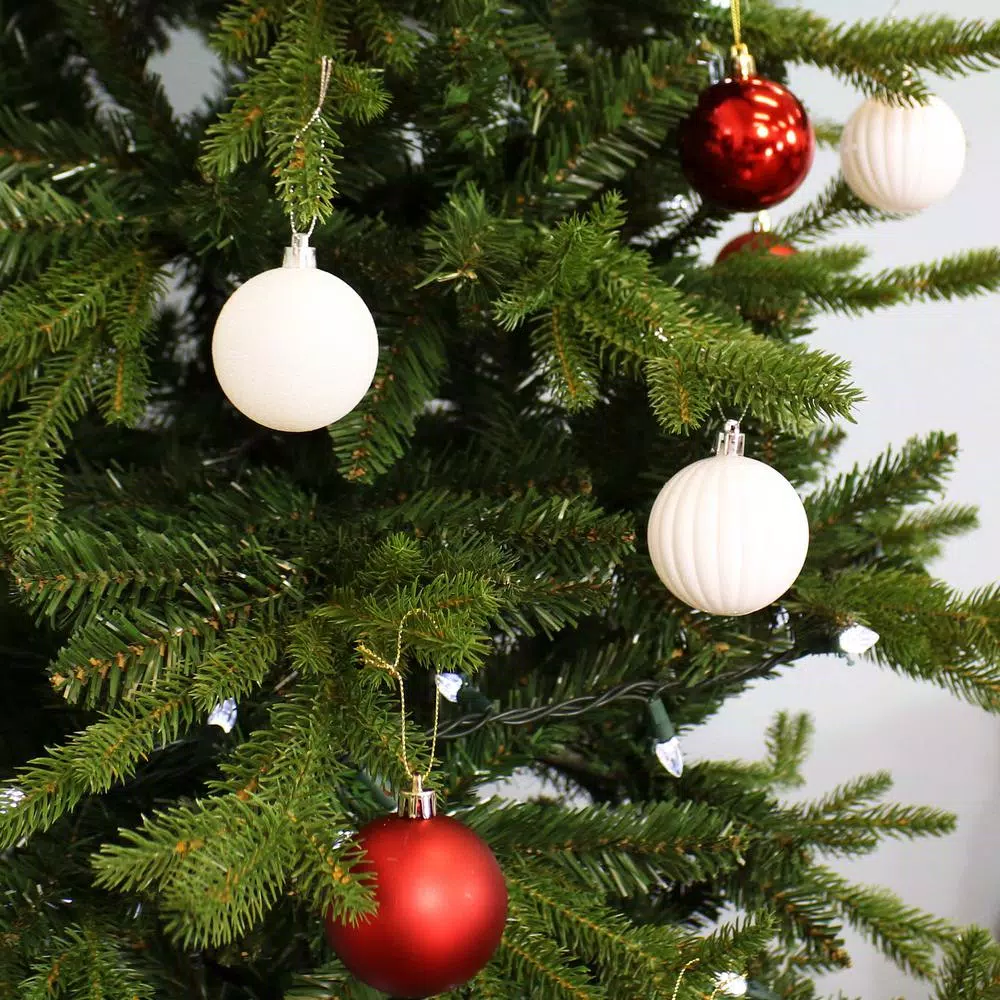 Sunnydaze Decor Red and White Merry Medley Shatterproof Plastic Christmas Ornament Set, 24-Piece