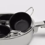 ExcelSteel 4-Cup 18/10 Stainless Steel Egg Poacher with Silicone Grip and Tempered Glass Lid thumbnail 3