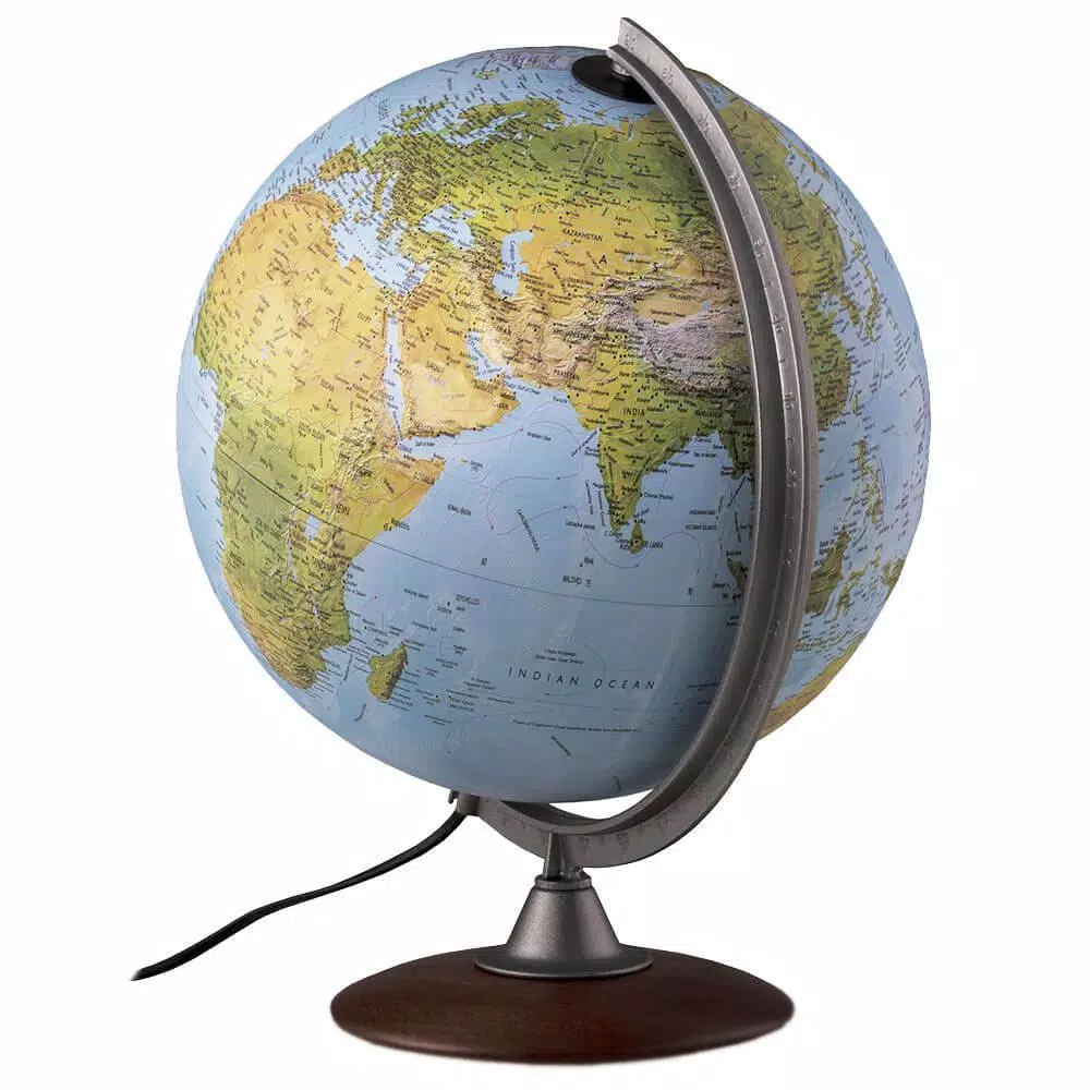 Waypoint Geographic Tactile 12 in. Raised Relief Desktop Globe with Illumination and Hardwood Base