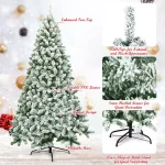Costway 7.5 ft. Snow Flocked Hinged Pine Artificial Christmas Tree, 1346 Tips, Unlit thumbnail 4