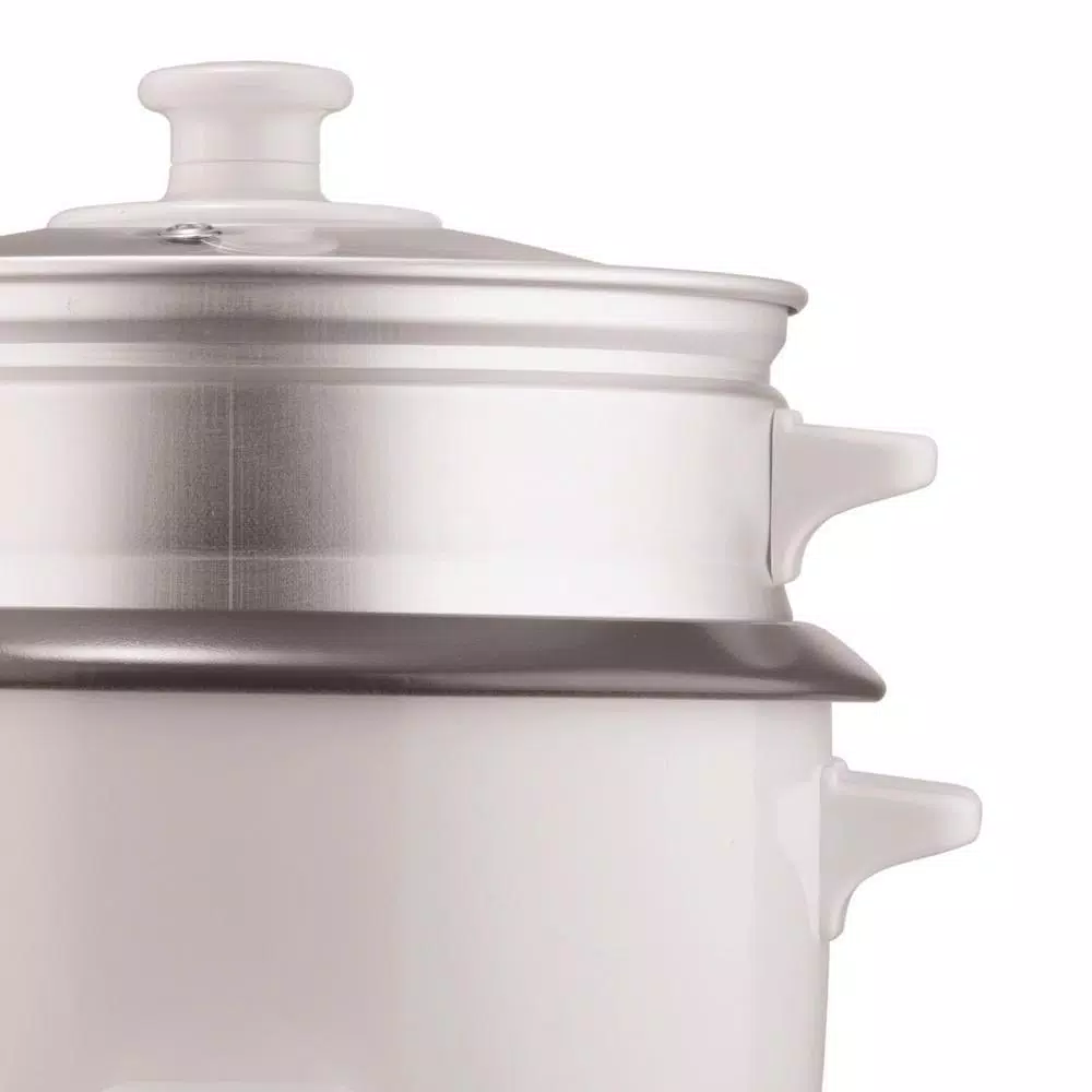 Brentwood 10-Cup White Steam Rice Cooker and Vegetable Steamer, 700W