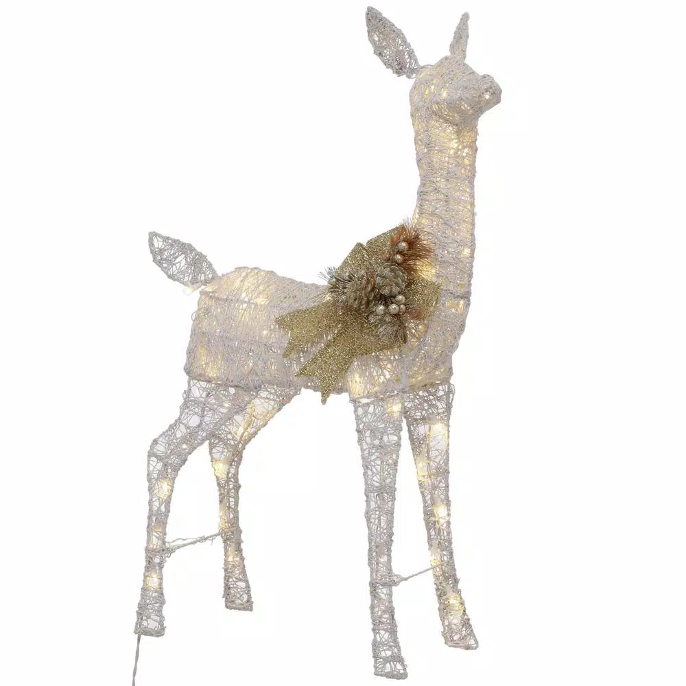 Home Accents Holiday 3 ft LED Lighted White Deer and Doe Set