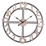 Utopia Alley 28" Oversized Roman Numeral Wall Clock - Rustic Multi-Tone Wood & Metal thumbnail 8