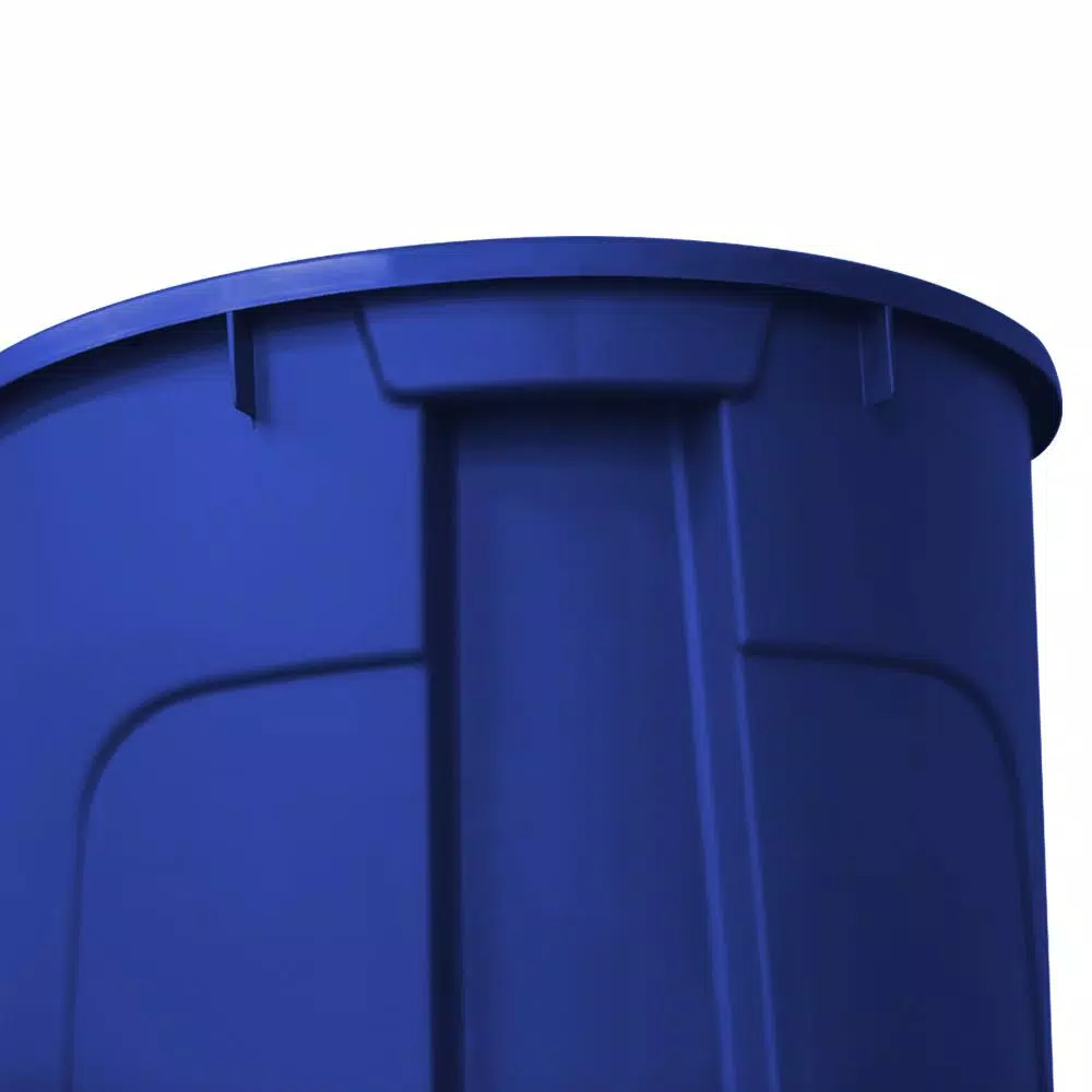 HDX Otto 32 Gal. Blue Round Plastic Recycling Bin with Lid and Recycling Logo