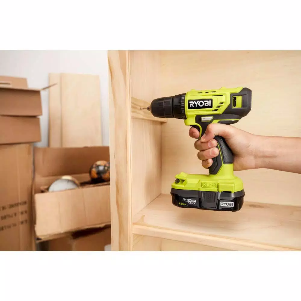 RYOBI 18V ONE+ 3/8 in. Cordless Drill/Driver Kit with 1.5 Ah Battery and Charger