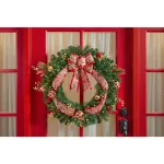Home Accents Holiday Home Holiday Accents 30 in. Royal Easton Pre-Lit Artificial Pine Wreath with Warm White LED Lights thumbnail 2