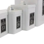 MegaChef 5-Piece Metal Kitchen Canister Set with Lids, White thumbnail 4