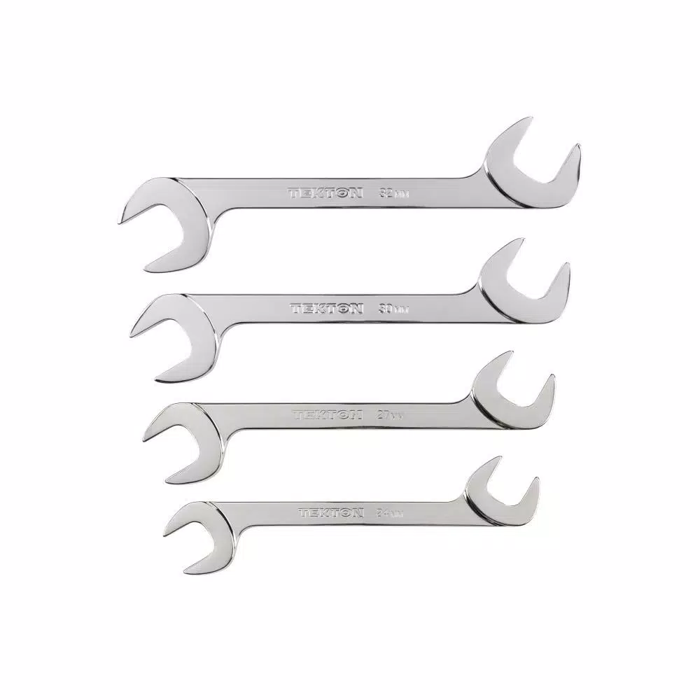 TEKTON 4-Piece Metric Angle Head Open End Wrench Set, 24 mm to 32 mm