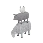 LITTON LANE 3-Stacked Barn Animals Polystone Sculpture - Farmhouse Sheep, Pig, and Chicken Statuary thumbnail 6