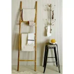 MGP 5 ft. Solid Bamboo 5-Bar Ladder Towel Rack - Natural Sand Finish thumbnail 2