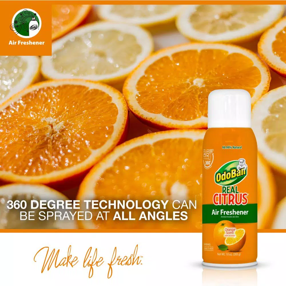 OdoBan Real Citrus Air Freshener Spray, Invigorating Orange, 10 oz.