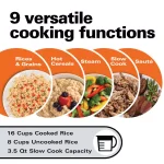 Hamilton Beach 16-Cup Stainless Steel Rice Cooker and Slow Cooker with Fuzzy Logic Technology thumbnail 5