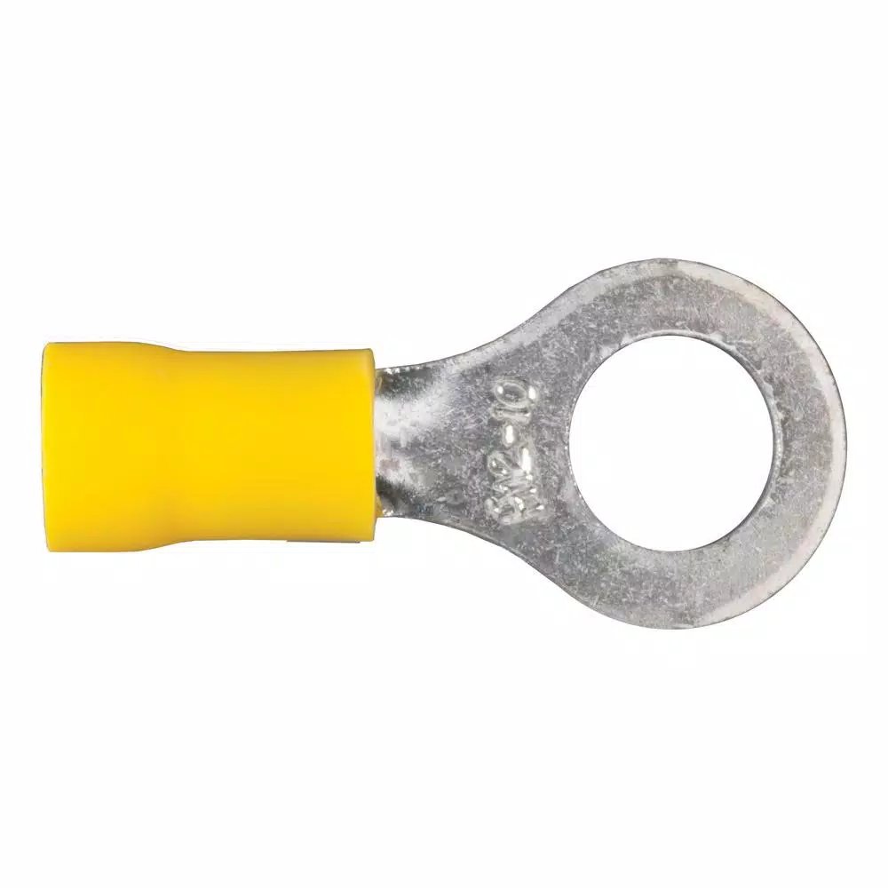 CURT Ring Terminals, 12-10 Gauge Wire, 5/16 in. Stud Size, Yellow, 100-Pack