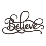 Lavish Home "Believe" Metal Cutout Wall Decor - Distressed Dark Brown Rustic Sign thumbnail 1