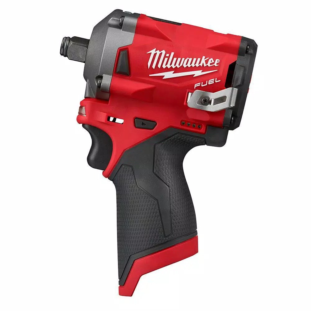 Milwaukee M12 FUEL 12V Cordless Brushless Stubby Impact Wrench Combo Kit (3/8 in. & 1/2 in.) with Two 3.0 Ah Batteries