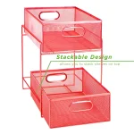 MIND READER 2-Tier Red Metal Mesh Utensil Caddy & Flatware Organizer thumbnail 4
