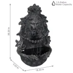 Sunnydaze Decor 30 in. Stoic Courage Lion Head Solar Wall Fountain with Battery Backup thumbnail 3
