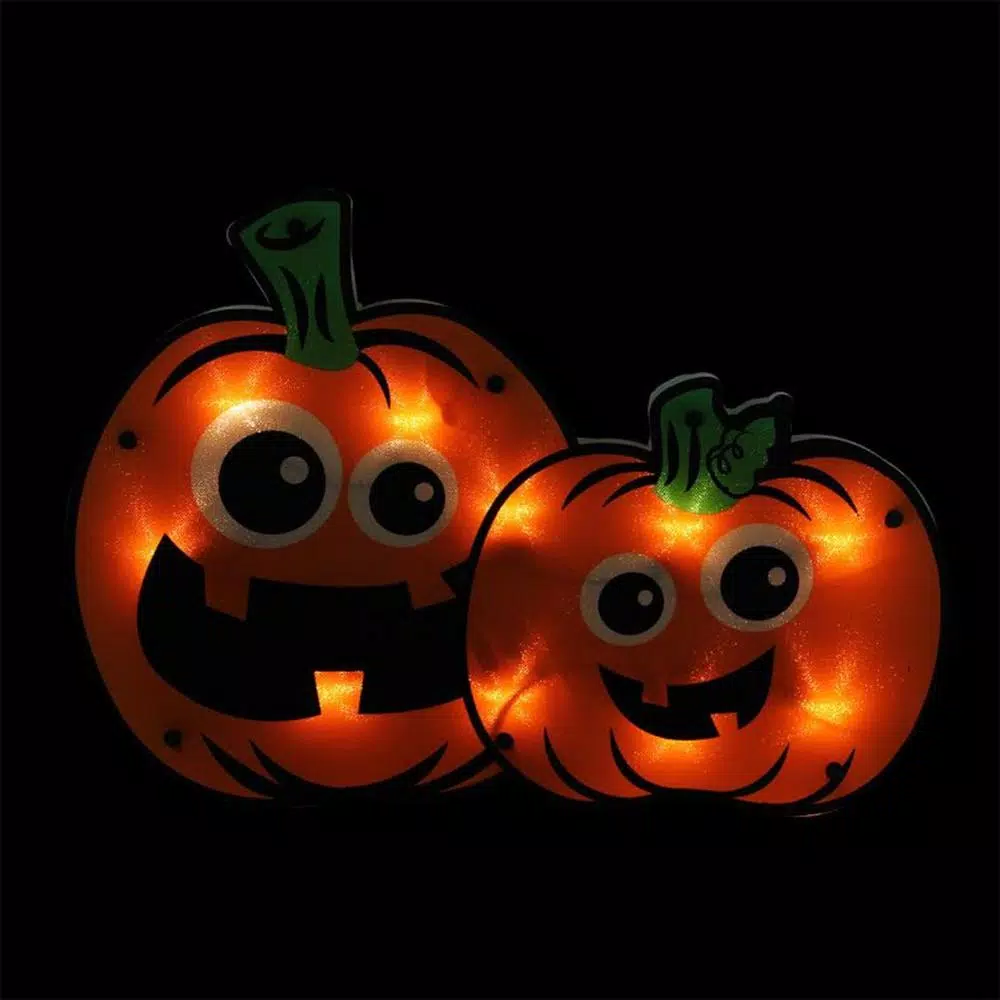 Northlight 11.5 in. Lighted Jack-O-Lantern Pumpkin Couple Window Silhouette Decor