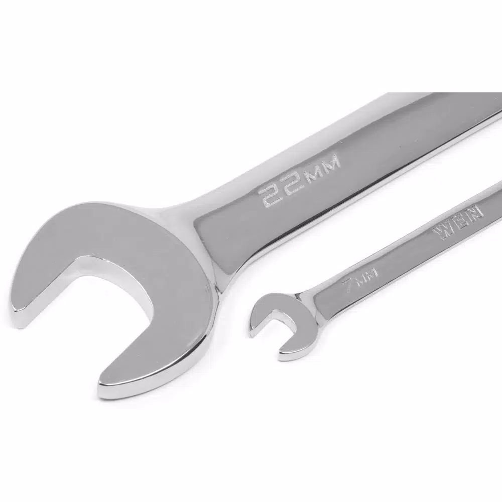 WEN 16-Piece Metric Ratcheting Combination Wrench Set with Storage Pouch