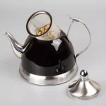Creative Home Nobili-Tea 1.0 Qt. Stainless Steel Tea Kettle with Removable Infuser Basket, Filter Black thumbnail 4