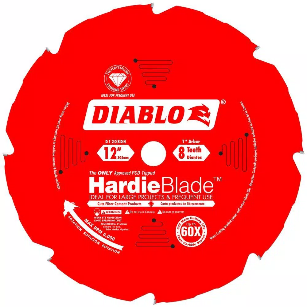 Diablo 12 in. 8-Tooth PCD Tipped Fiber Cement Saw Blade for James Hardie