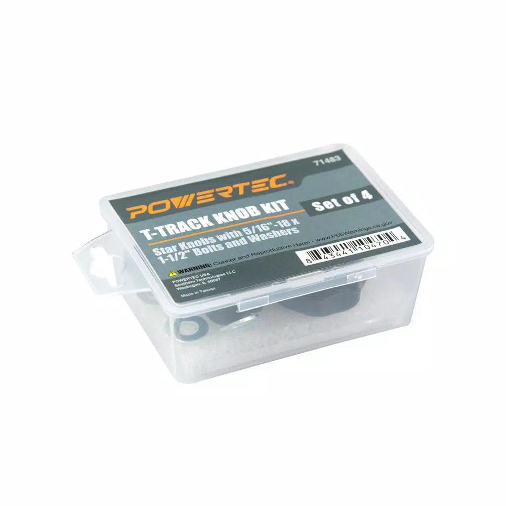 POWERTEC 7-Star T-Track Knob Kit with 5/16 in.-18 Bolts and Washers, Set of 4
