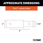 CURT Receiver Tube Adapter, 2" to 1-1/4" Shank, 4" Extension, 3,500 lbs. GTW thumbnail 4