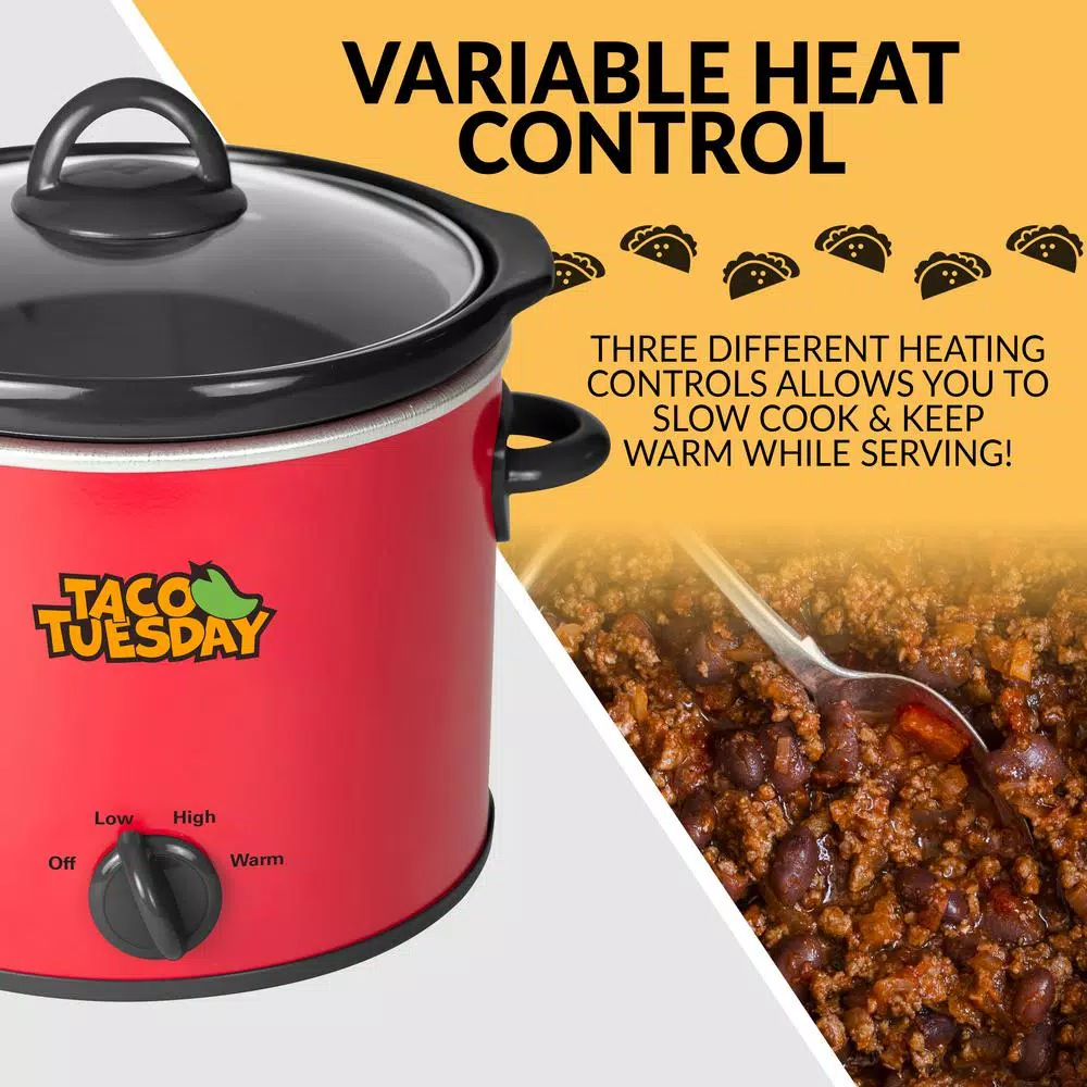 Taco Tuesday 4 Qt. Slow Cooker with Cool-Touch Handles, Red