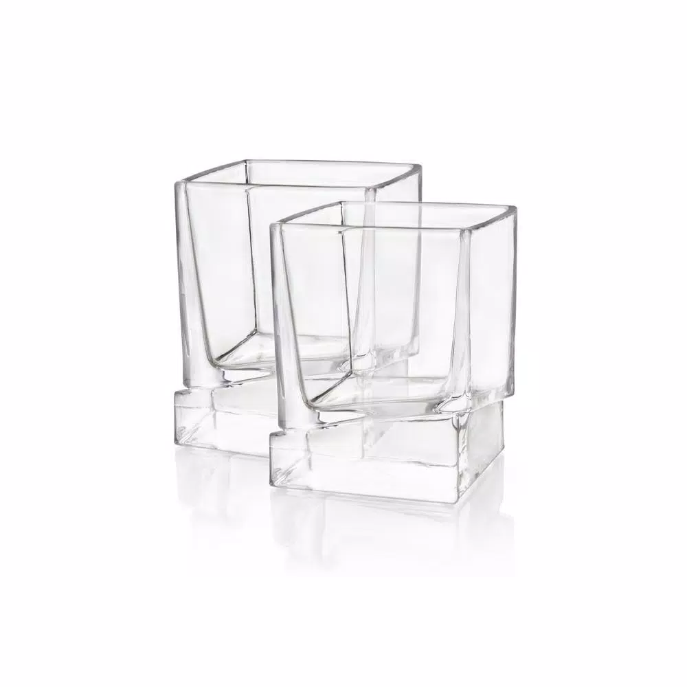 JoyJolt Carre Square 10 oz. Whiskey Glasses, Set of 4