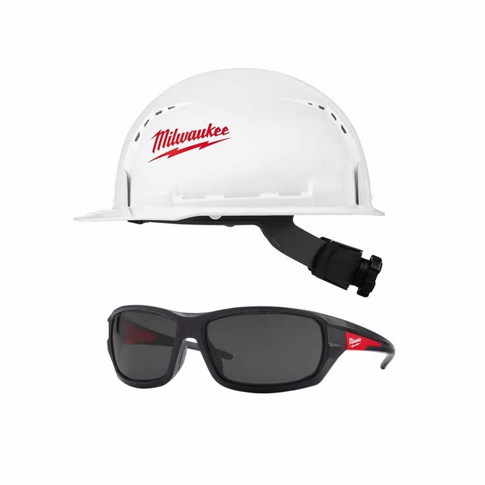 Milwaukee BOLT White Type 1 Class C Vented Hard Hat with Performance Tinted Safety Glasses Set