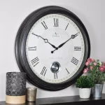 FirsTime Adair 24 in. Round Wall Clock with Pendulum - Oil Rubbed Bronze thumbnail 1