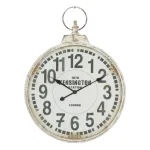 LITTON LANE 32 in. London Inspired Antique Round Wall Clock - Distressed White Metal Farmhouse Decor thumbnail 1