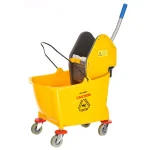 Alpine Industries 36 Qt. Mop Bucket with Down Press Wringer, Yellow thumbnail 1