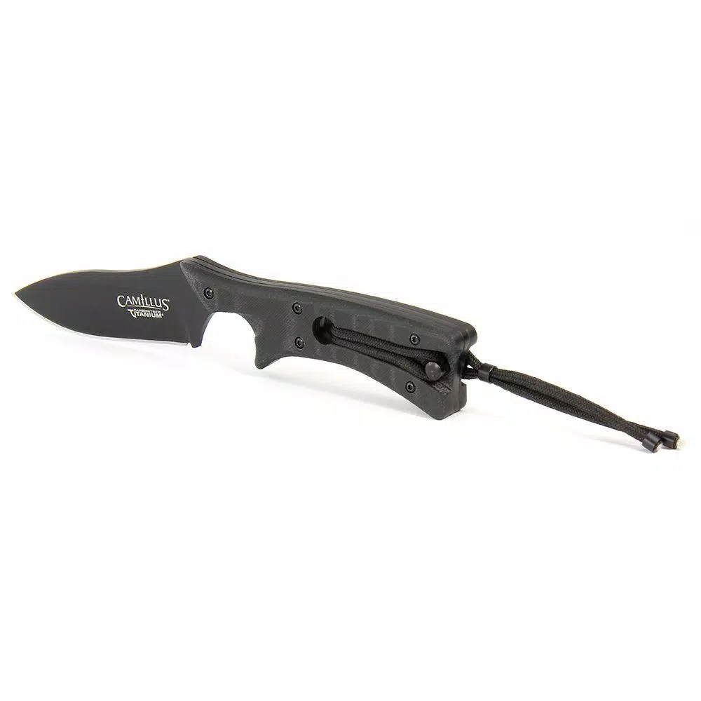 Camillus Tyrant 3 in. D2 Steel Drop Point Fixed Blade Knife with Built-in Sharpener
