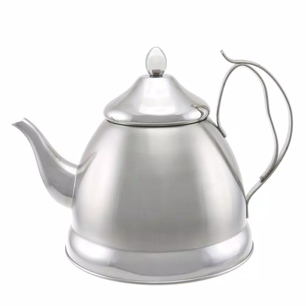 Creative Home Nobili-Tea 8-Cup Brushed Stainless Steel Tea Kettle with Removable Infuser Basket