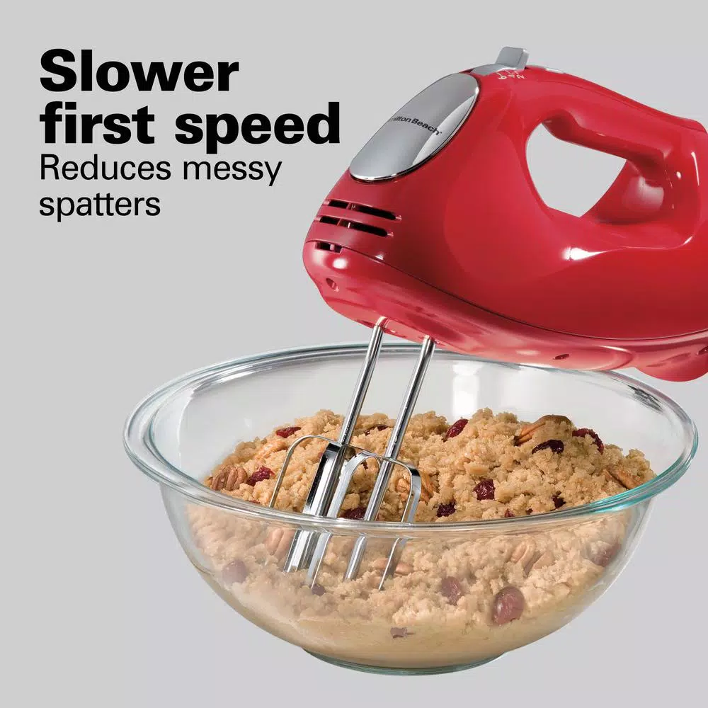 Hamilton Beach Ensemble 6-Speed Hand Mixer with Snap-On Storage Case, Red