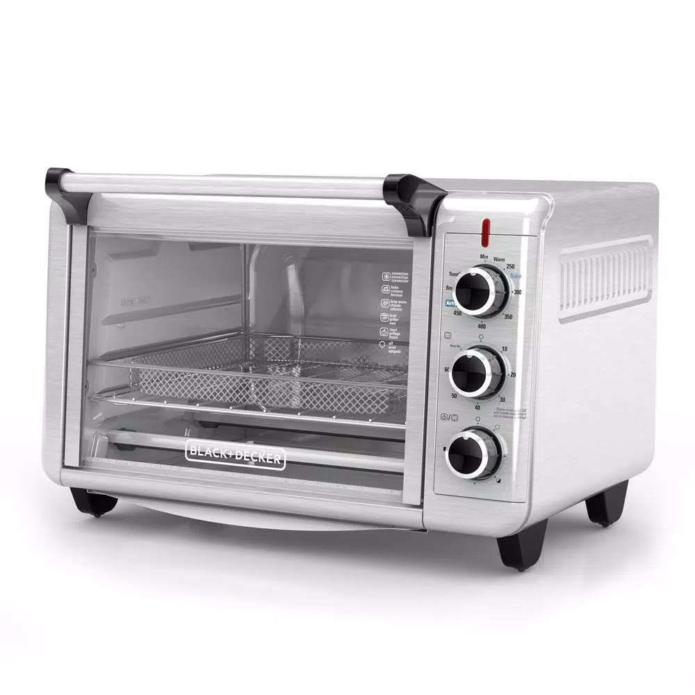 BLACK+DECKER Crisp 'N Bake 1500W Air Fryer Toaster Oven, 6-Slice Stainless Steel