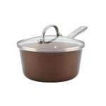 Ayesha Curry Ayesha Home Collection 3-Quart Aluminum Nonstick Saucepan with Glass Lid, Brown Sugar thumbnail 1