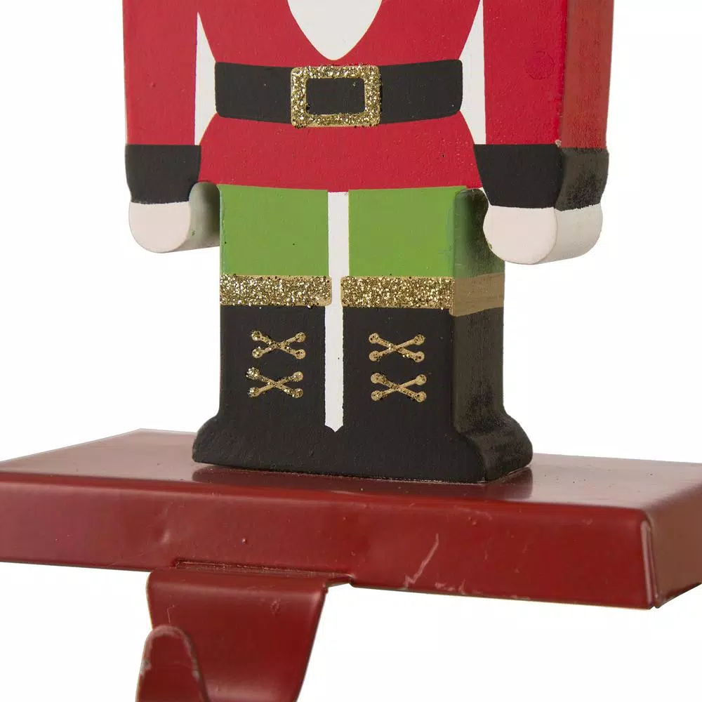 Glitzhome Nutcracker Wooden and Metal Stocking Holders, Set of 2