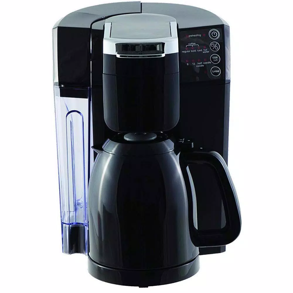 NuWave Bruhub Black Single Serve Coffee Maker with 42 oz. Carafe and Hot Water Function